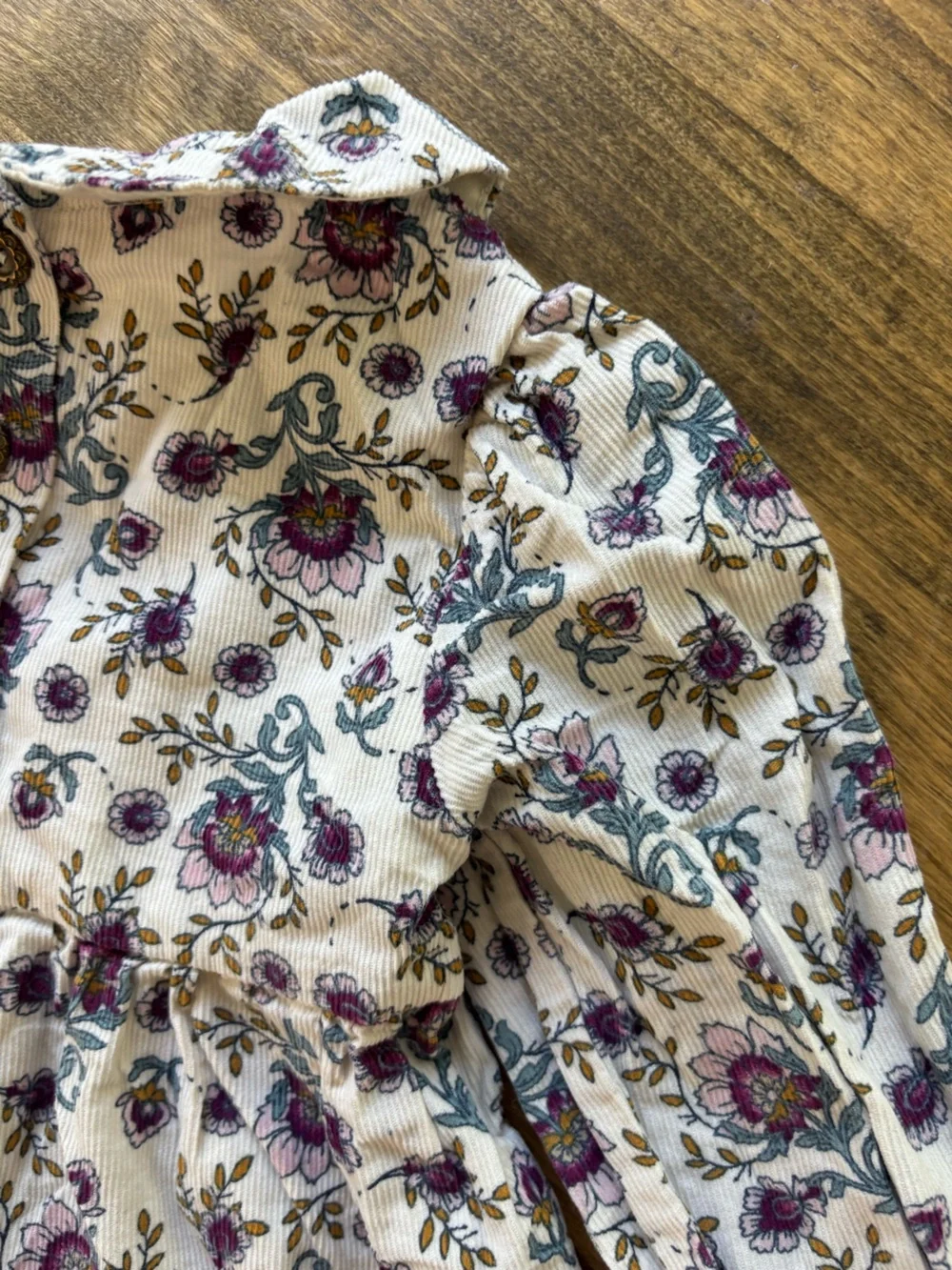Joie Kids Floral Smocked Micro Corduroy Dress